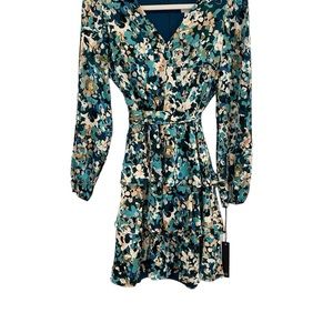 Nicole Miller Teal Tiered Ruffle Dress size S